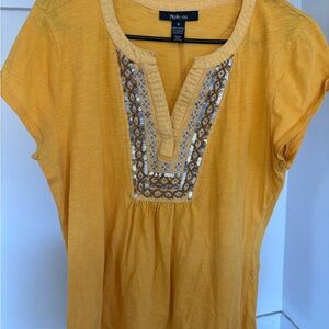 Style & Co. Mustard Yellow Sequin Blouse